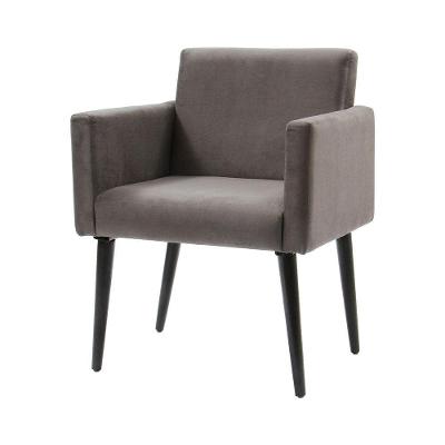 Poltrona Luca Para Sala De Recepção Em Suede - Grafite - Cor: Cinza