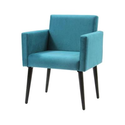 Poltrona Luca Para Sala De Recepção Em Suede - Azul Turquesa - Cor: Azul