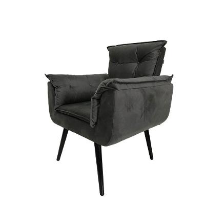 Poltrona Opala Decorativa Suede - Grafite - Cor: Cinza
