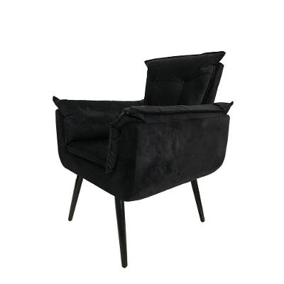 Poltrona Opala Decorativa Suede - Preta - Cor: Preto