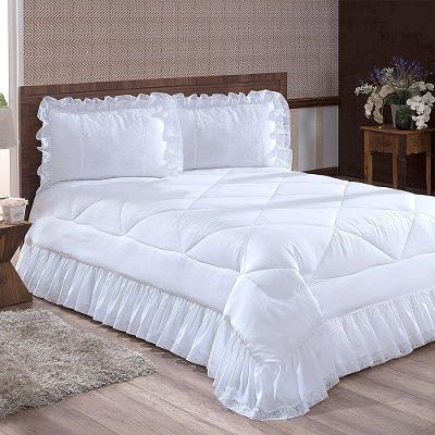 Cobre Leito Queen Jaspe Microfibra 3 Peças Branco