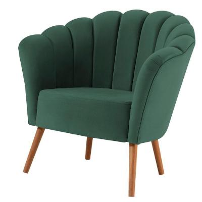 Poltrona Petala Daf Móveis Madeira Eucalipto Revestida Espuma D28 Veludo Verde Base Madeira Tauari