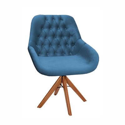 Poltrona Pandora - Base Em Madeira Giratória Cor Suede Azul