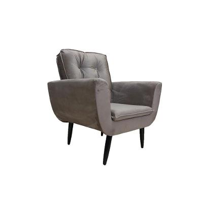 Poltrona Saturno Para Sala De Estar Quarto Escritório Tecido Suede - Cinza - Cor: Cinza