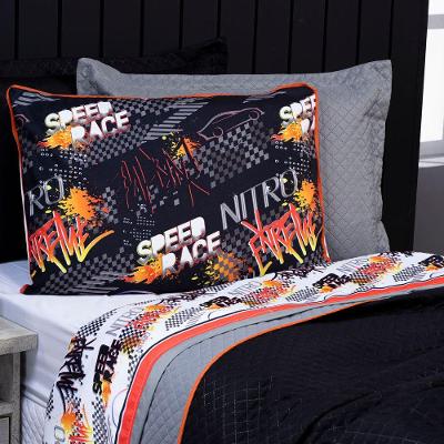 Jogo De Cama Speed Car Branco/Cinza Queen 04 Peças
