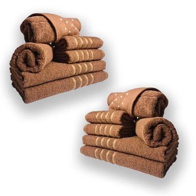 Jogo De Toalhas 12pcs 4 Banhos 4 Rosto 4 Tapetes Marrom