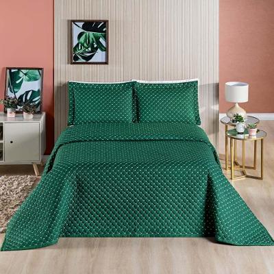 Kit Cobre Leito Vênus QueenLiso 3 Peças - Verde Esmeralda