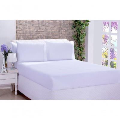 Jogo De Cama Lençol Ponto Palito Micropercal King 03 Peças Branco