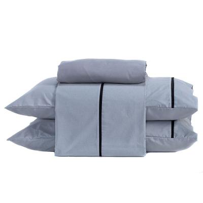 Jogo De Cama Queen 04 Peças C/ Viés Cor Cinza