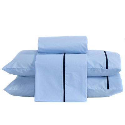 Jogo De Cama Queen 04 Peças C/ Viés Cor Azul