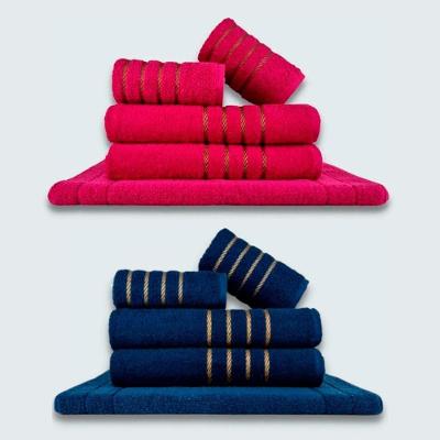 Jogo De Toalhas 10Pçs Coleção Dubai 100% Algodão Rosa+Azul