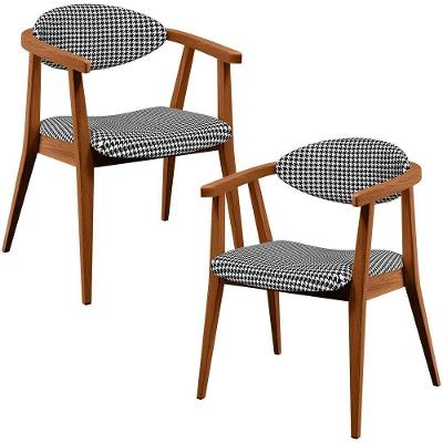 Kit 02 Poltronas Decorativas Para Sala De Estar Jantar Cecília L02 Pied Poule