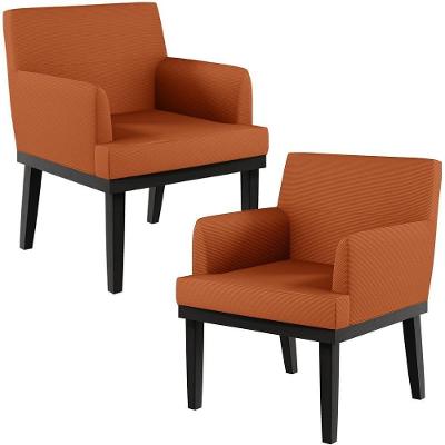 Kit 02 Poltronas Decorativas Sala De Estar Base Preto Beatriz W01 Tecido Terracota