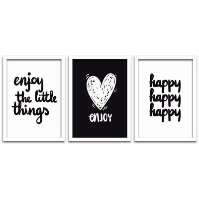 Conjunto Quadros Decorativos 3 peças MDF 30x40 Enjoy