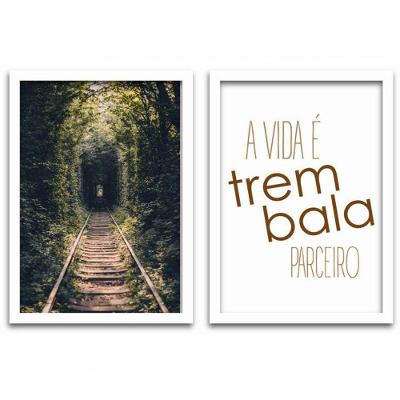 Conjunto Quadros Decorativos 2 peças MDF 20x30 Trem bala