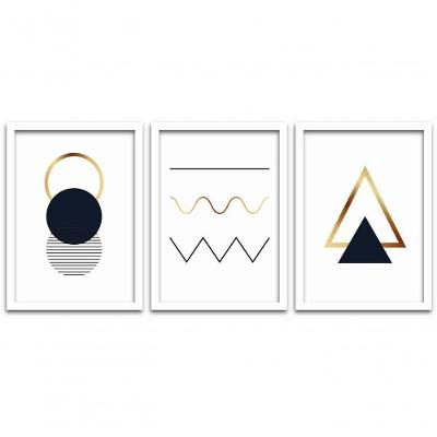Conjunto Quadros Decorativos 3 peças MDF 30x40 Formas 2