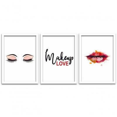 Conjunto Quadros Decorativos 3 peças MDF 20x30 Makeup
