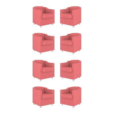 Kit 08 Cadeiras Poltronas Decorativas Sala De Espera Clinica Tecido Cor:rosa