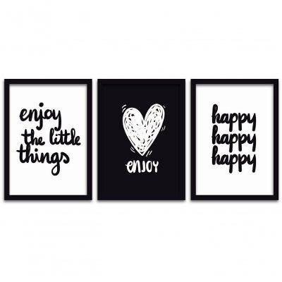 Conjunto Quadros Decorativos 3 peças MDF 30x40 Enjoy