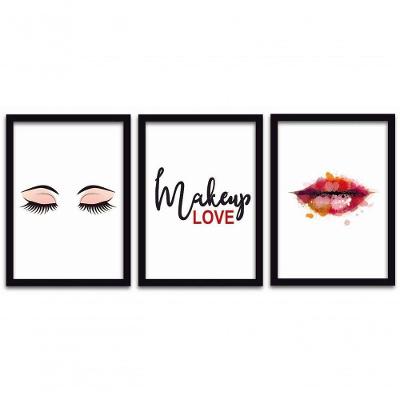 Conjunto Quadros Decorativos 3 peças MDF 20x30 Makeup