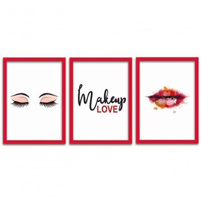 Conjunto Quadros Decorativos 3 peças MDF 20x30 Makeup