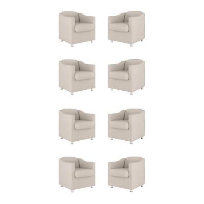 Kit 08 Cadeiras Poltronas Decorativas Sala De Espera Clinica Tecido Cor:bege