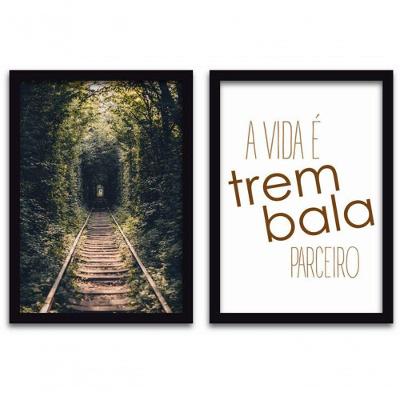 Conjunto Quadros Decorativos 2 peças MDF 20x30 Trem bala