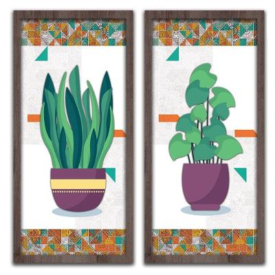 Conjunto Quadros Decorativos 2 pçs 20x45 Vasos e Azulejos