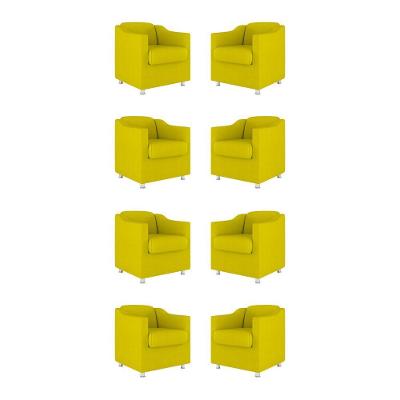 Kit 08 Cadeiras Poltronas Decorativas Sala De Espera Clinica Tecido Cor:amarelo
