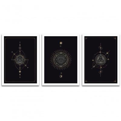 Kit 3 Quadros Mdf 30x40 Astrologia Titulos Moldura Branca