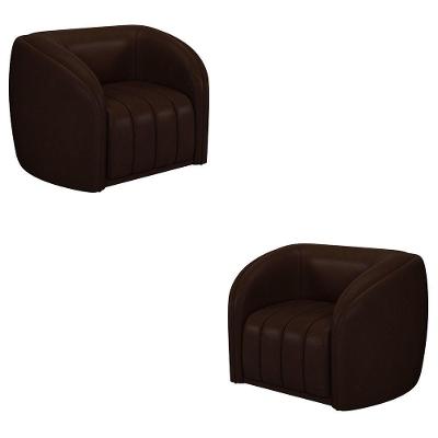 Kit 2 Poltronas Decorativas Sala De Estar Adam Pu Marrom G45 - Gran Belo