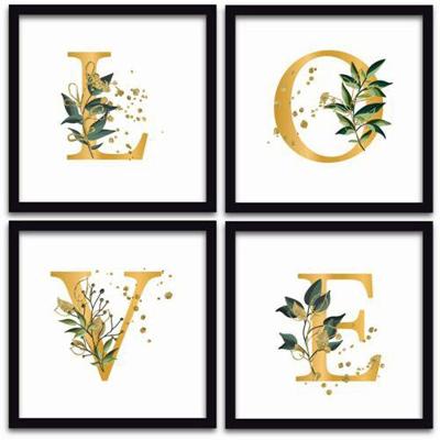 Conjunto Quadros Decorativos 4 peças 25x25 Love