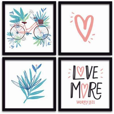 Conjunto Quadros Decorativos 4 peças 25x25 Love More