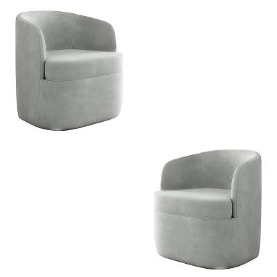 Kit 2 Poltronas Decorativas Bel Sala De Estar Base Giratória Veludo Cinza G33 - Gran Belo
