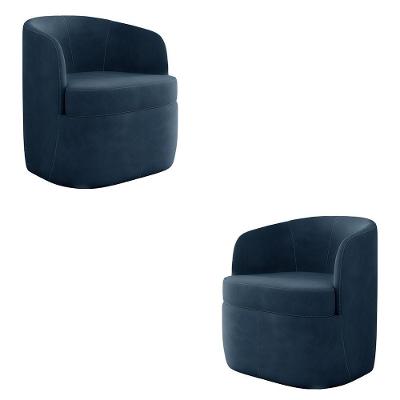 Kit 2 Poltronas Decorativas Bel Sala De Estar Base Giratória Veludo Azul Marinho G33 - Gran Belo
