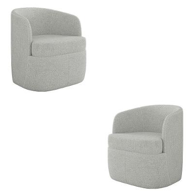 Kit 2 Poltronas Decorativas Bel Sala De Estar Base Giratória Linho Cinza G33 - Gran Belo