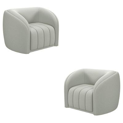 Kit 2 Poltronas Decorativas Sala De Estar Adam Veludo Cinza Claro G45 - Gran Belo