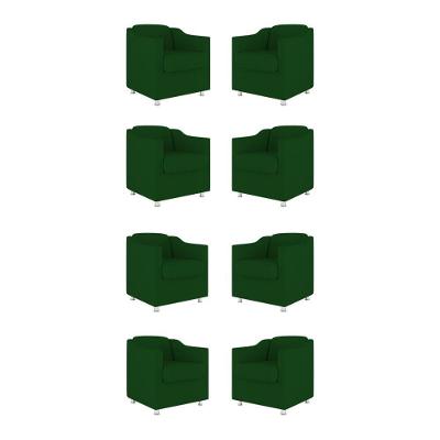 Kit 08 Poltronas Tilla Consultório Recepção Sala Suede Cor:verde