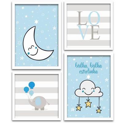 Conjunto Quadros Decorativos 4 peças Menino Estrelinha