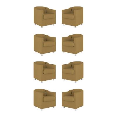 Kit 08 Poltronas Tilla Consultório Recepção Sala Suede Cor:capuccino