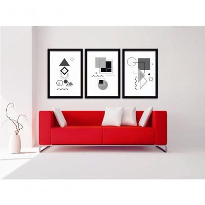 Conjunto Quadros Decorativos 3 pçs 40x60 Formas Geométricas
