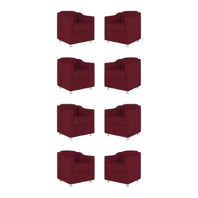 Kit 08 Cadeiras Poltronas Decorativas Sala De Espera Clinica Tecido Cor:marsala