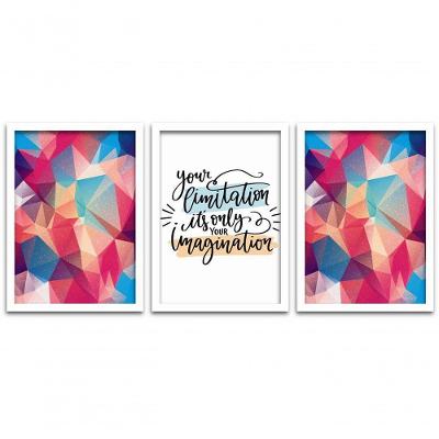 Conjunto Quadros Decorativos 3 pçs MDF 30x40 Forma Frases 2