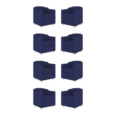 Kit 08 Poltronas Tilla Consultório Recepção Sala Suede Cor:azul Marinho