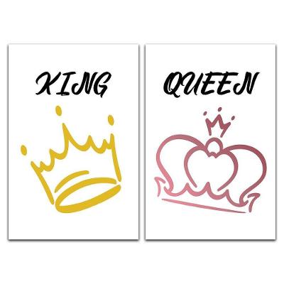 Kit Placas Quadros Decorativos 2 pçs 40x60 Rei e Rainha