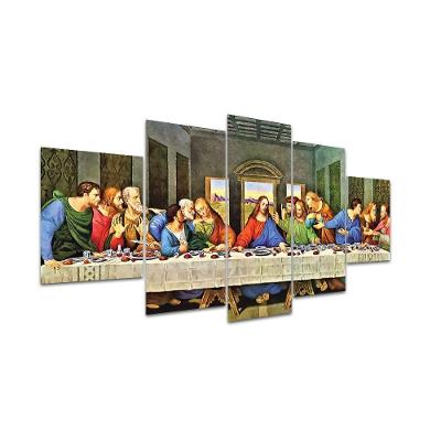 Kit Placa Quadro Decorativo 5pç 3D Borda infinita Santa Ceia