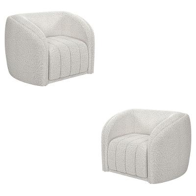 Kit 2 Poltronas Decorativas Sala De Estar Adam Boucle Branco G45 - Gran Belo