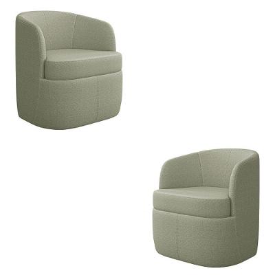 Kit 2 Poltronas Decorativas Bel Sala De Estar Base Giratória Bouclê Verde água G33 - Gran Belo