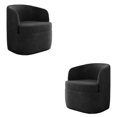 Kit 2 Poltronas Decorativas Bel Sala De Estar Base Giratória Veludo Cinza Escuro G33 - Gran Belo