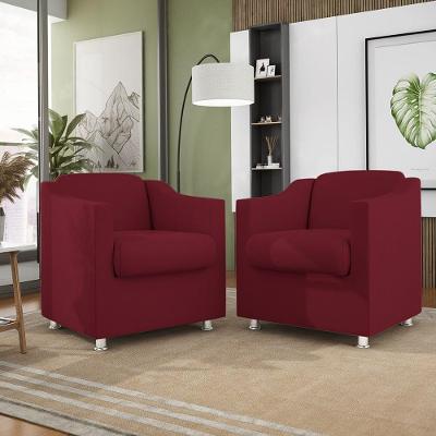 Kit 2 Poltronas Decorativas Tilla Consultório Recepção Sala Suede Cor:Marsala
